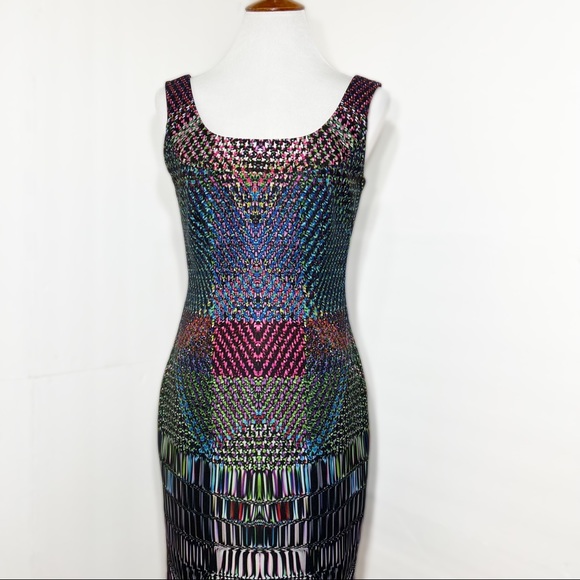 SOLD-Muse Geometric Printed Multi Color Sheath Dress - Picture 3 of 9